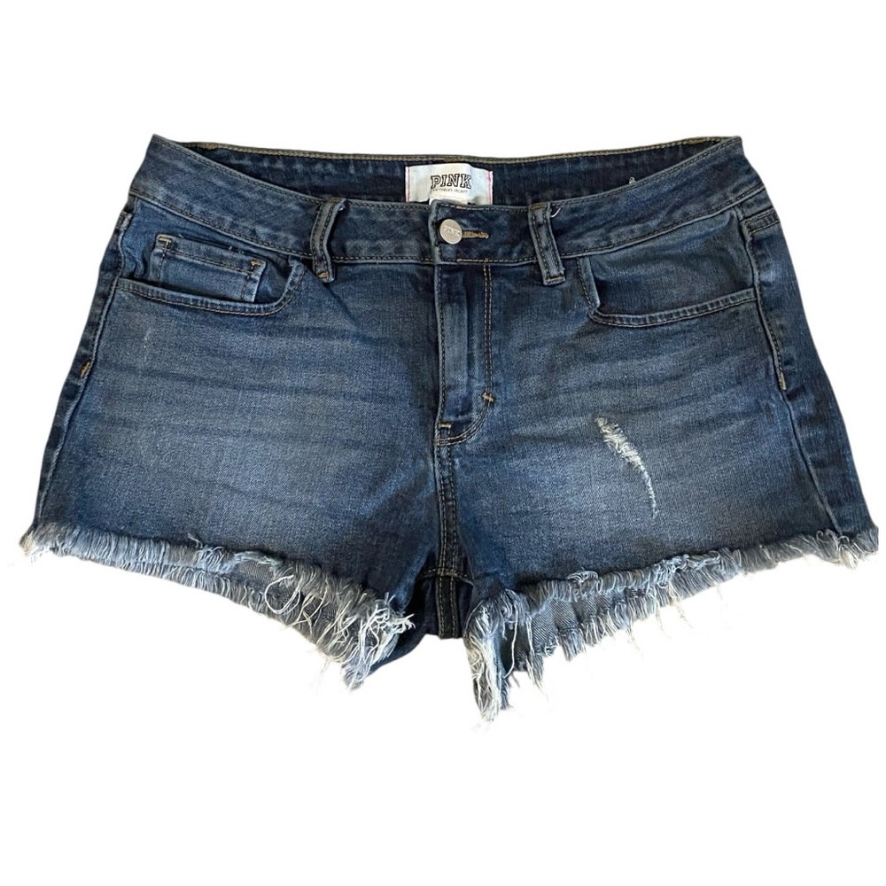 Victoria’s Secret PINK Dark Denim Cut Off Frayed Hem Women's Shorts Size 8
